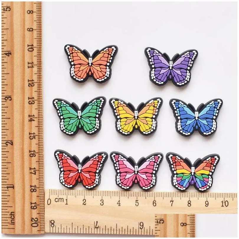 wholesale butterfly croc charms pvc shoe buckcle decoration clog accessories birthday party gift for children teen girl