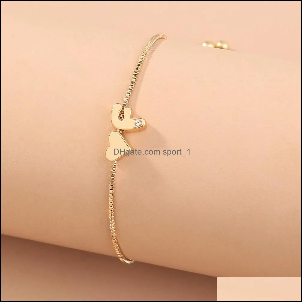 letter charms bracelets for women cubic zirconia adjustable chain wristband wedding party jewelry bracelet bangle q345fz