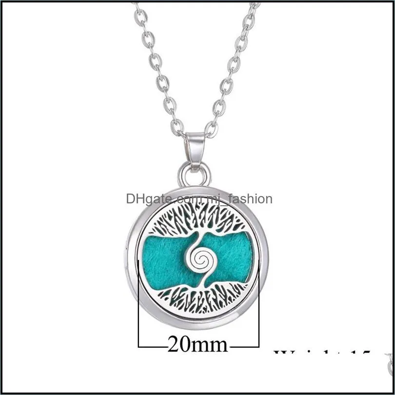 tree of life aromatherapy necklace perfume essential oil diffuser open stainless steel locket pendant aroma necklaces 20220225 t2