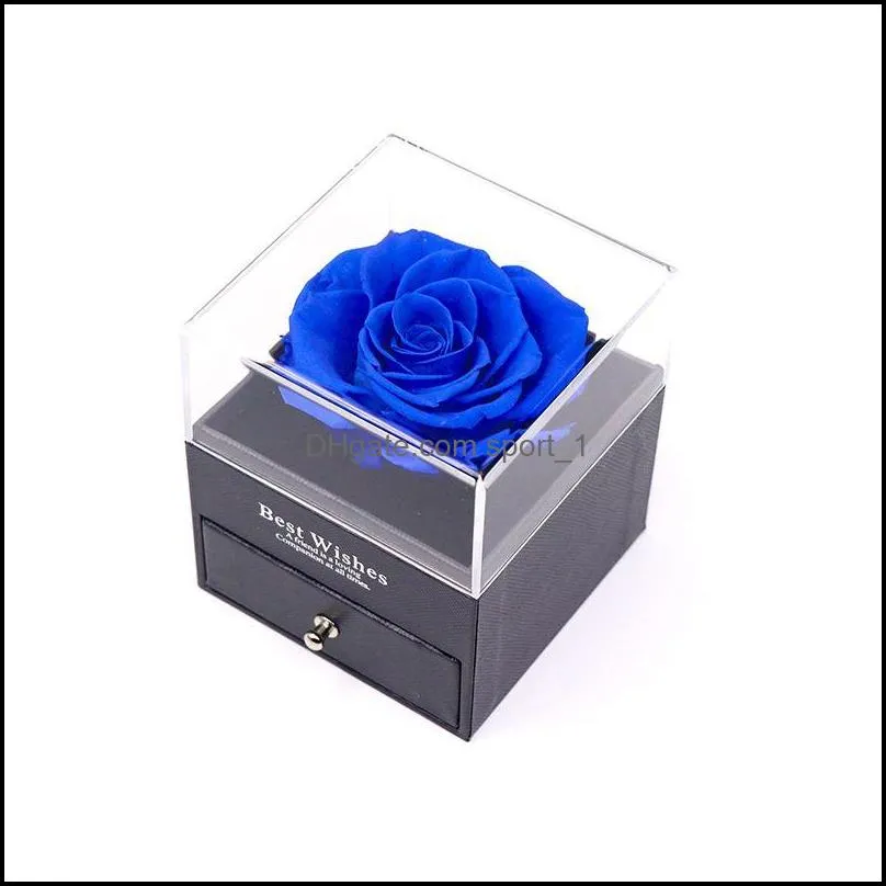 fashion design jewelry boxes ladies simple unfade dried flowers edge rose ring box marriage women gift for valentines day 9x9x10cm