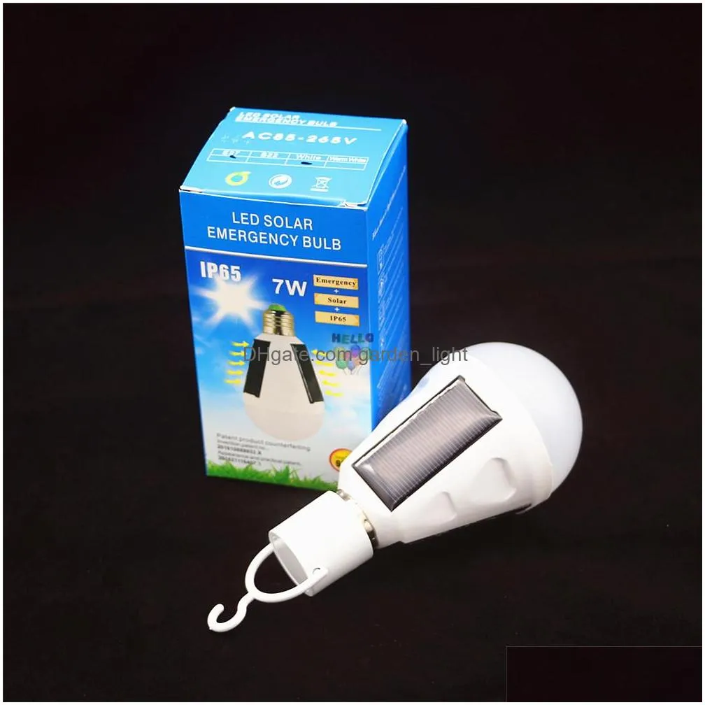 portable intelligent 7w 12w led solar bulbs lamp ac 85265 led e27 rechargeable solar lamp ip65 camping emergency lighting