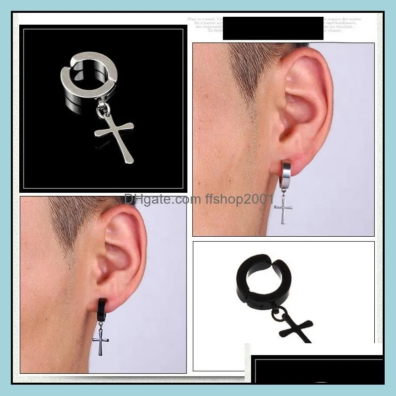 men s punk hypoallergenic no piercing earrings for women cross star gun gecko tower dangle clip on ear fashion jewelry in bulk