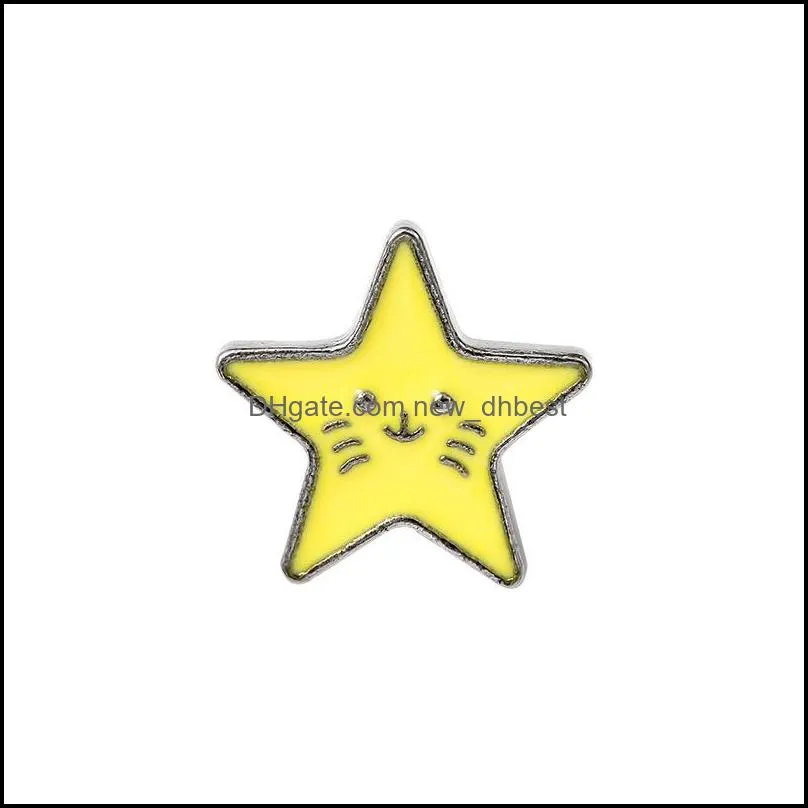 yellow moon star cute small funny enamel brooches pins for women demin shirt decor brooch pin metal kawaii badge fashion jewelry 428