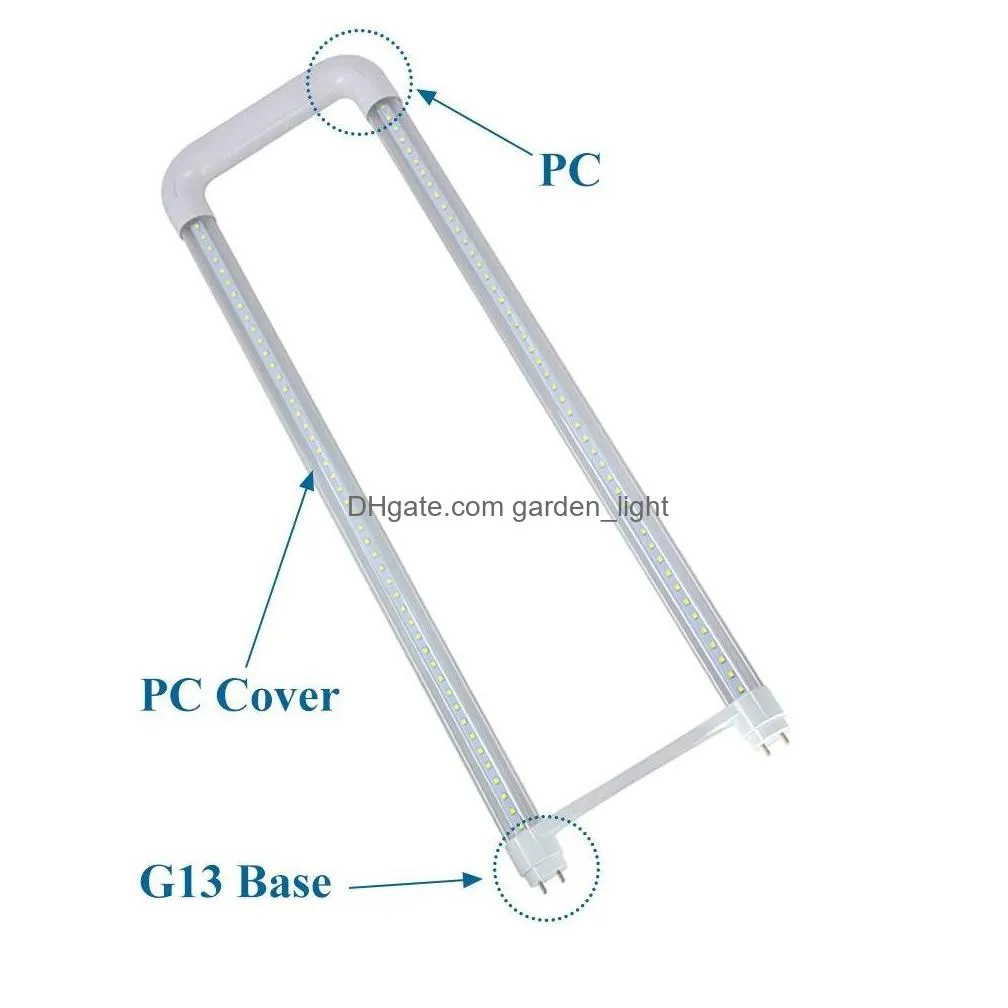 u shaped t8 led tube light 22w 2ft u shape tubes lamp smd 2835 high bright g13 led fluorescent light bulbs ac85265v