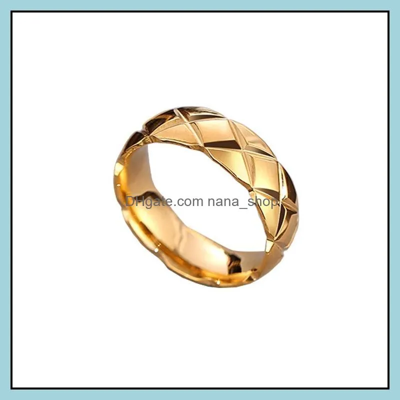 titanium stainless steel simple band ring rhombus line thick thin combination wedding 6mm couple rings