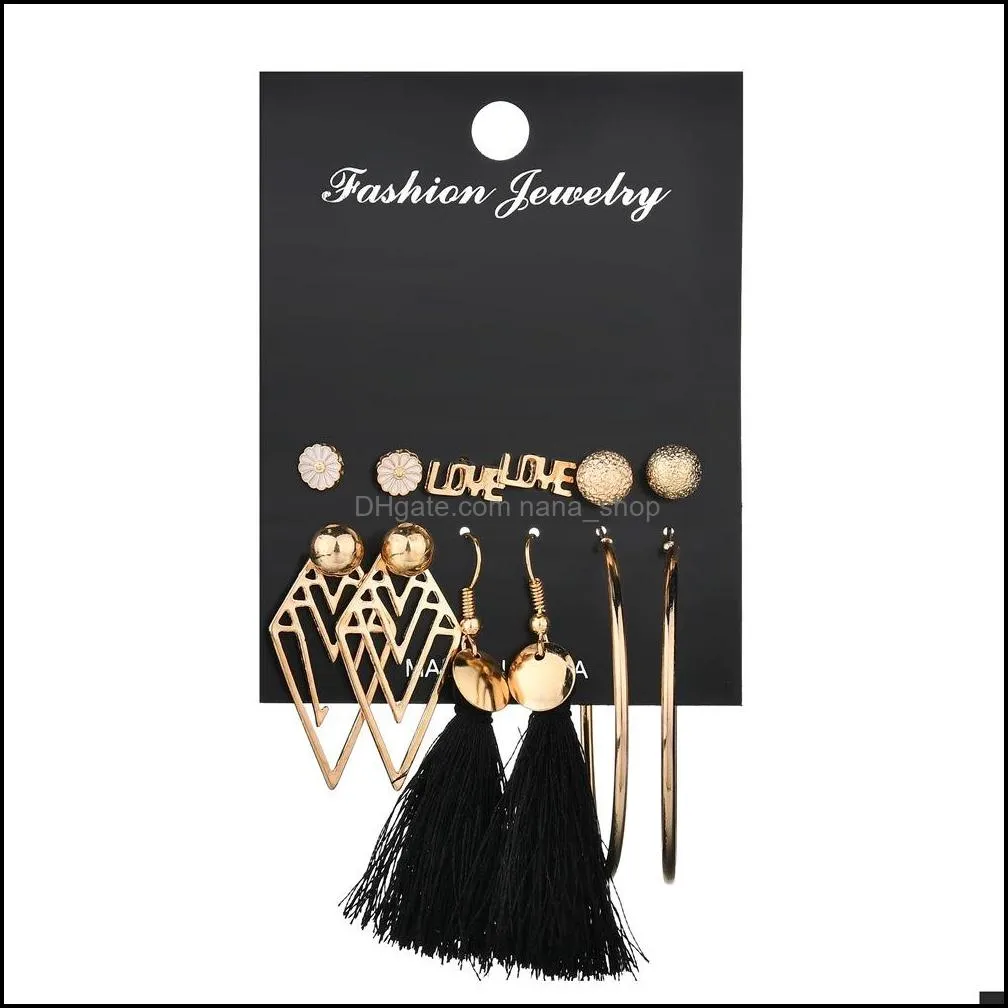 fashion tassel earrings set women girls drop dangle earring charm pearl stud for party jewelry accessories gift c86fz