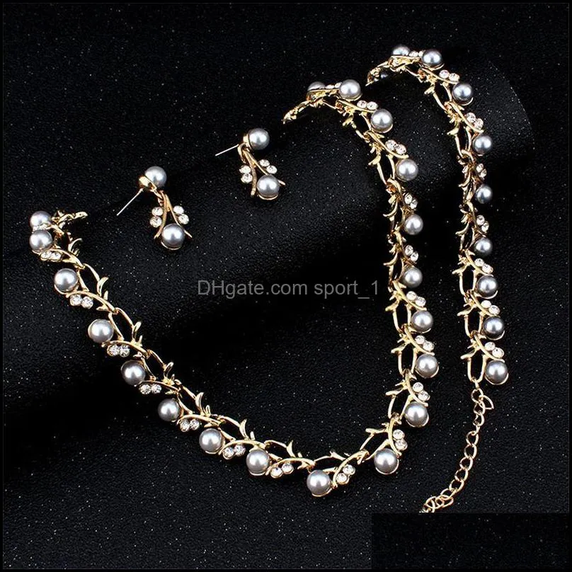 fashion imitation pearl wedding necklace earring sets bridal jewelry sets for women elegant party gift