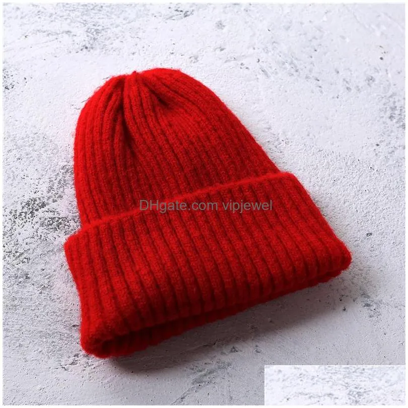 autumn winter candy color womens knitted hat lady warm beanies skull cap hat 24 colors