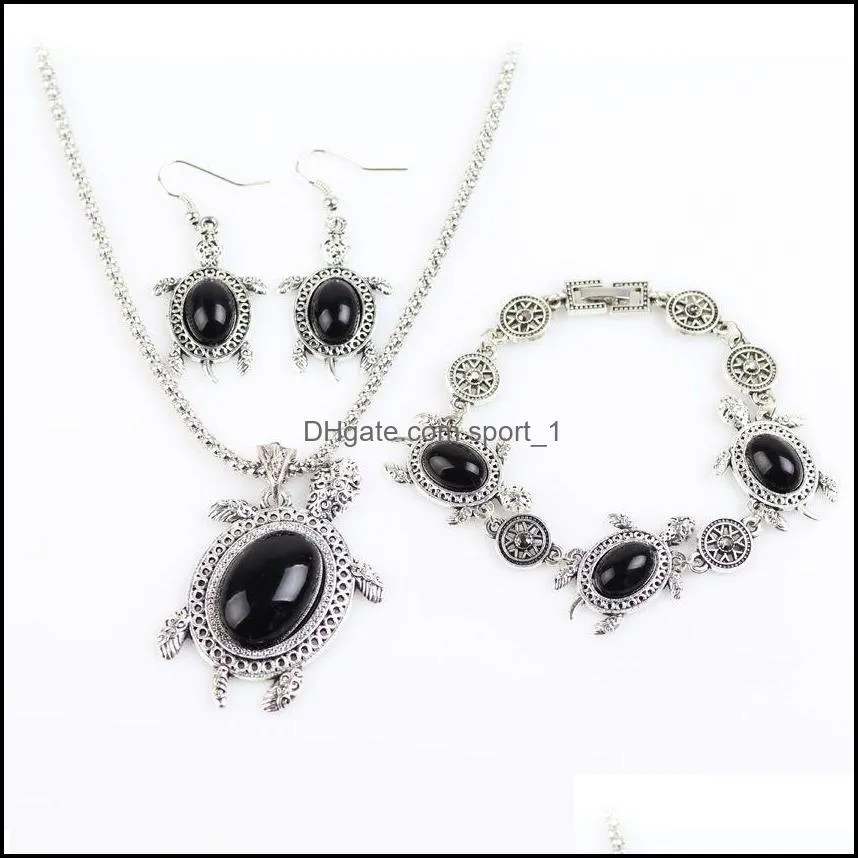 fashion elegant animal turtle shape ancient necklace fine charm bracelet earrings jewelry sets