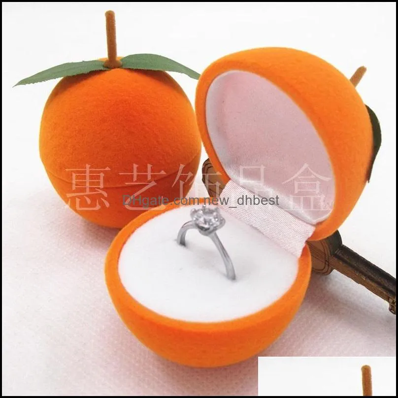  velvet ring box earring box fruit design orange color jewelry display gift case 2237 t2