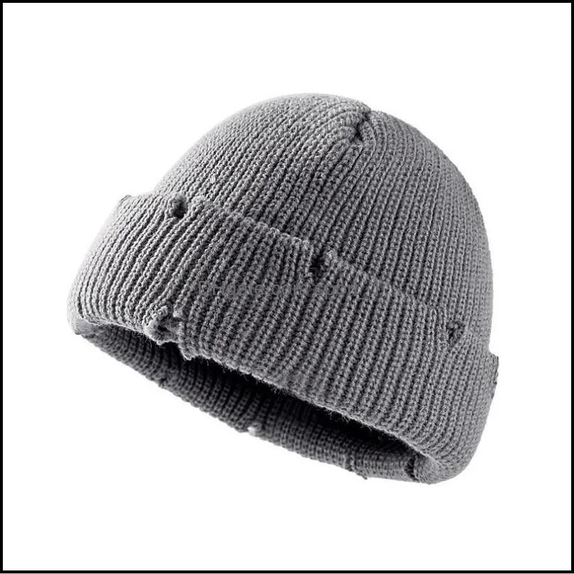 fashion winter hole hats for women man knitted warm beanies landlord hat caps cool street wear beanie hip hop girls boys