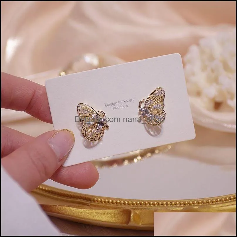 fashion jewelry exquisite pearl zircon women stud delicate moon horse cute butterfly wings animal earrings korean design wholesale