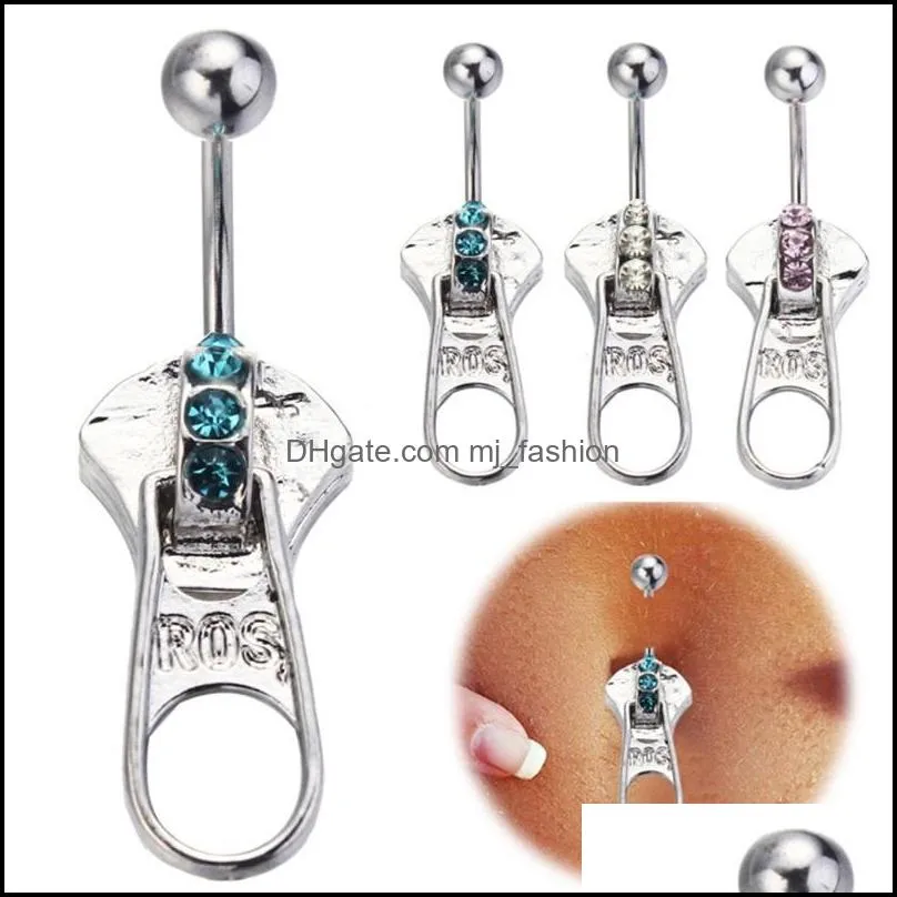 zipper punk style belly button ring nail body jewelry piercing fashion navel bell buttons rings c3