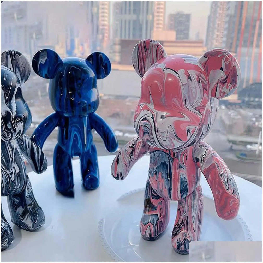 novelty games vinyl fluid bear sculpture diy fluid graffiti painting animal model violent bear handmade bearbrick statue home decor ornaments