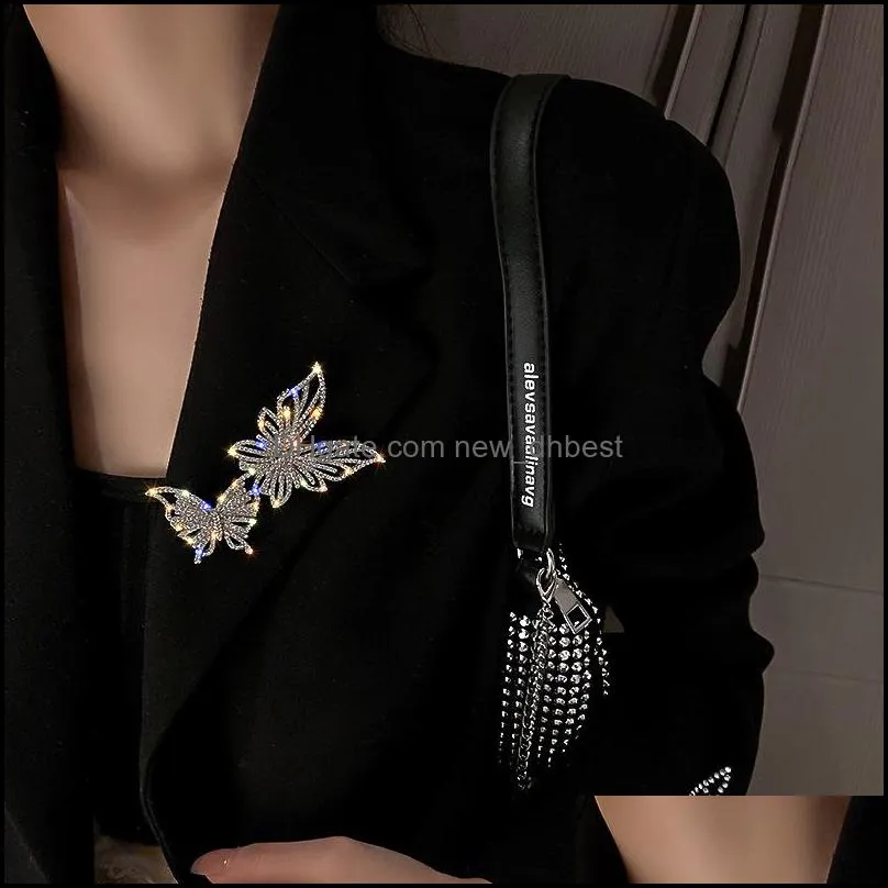 women designer brooch classic fashionable full diamond butterfly pin luxury jewelry wholesale 168c3