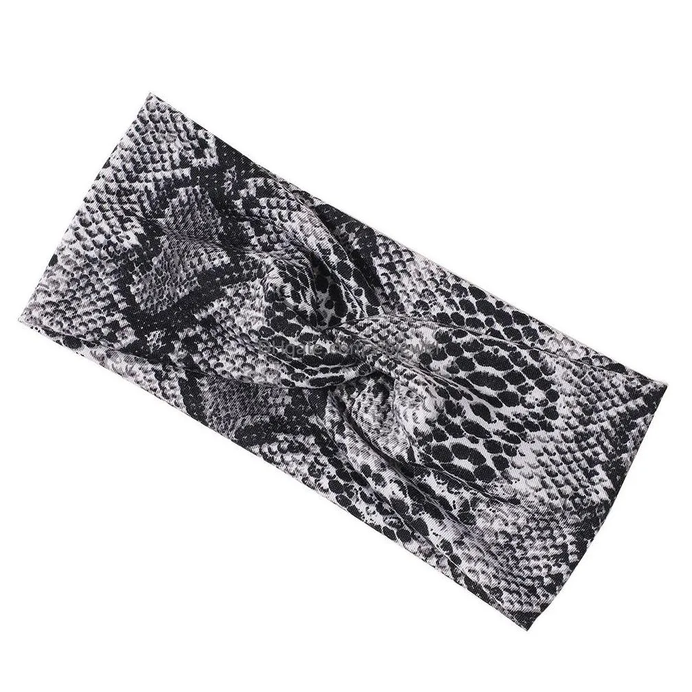 europe fashion womens snake leopard headband wide elastic hairband crossed yoga face wash hairband hair accessories