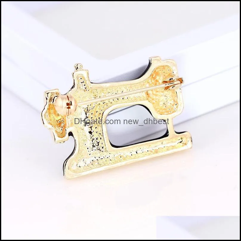 cute sewing machine brooches trendy black clolor metal brooch pins charm jewelry for women girls wedding party