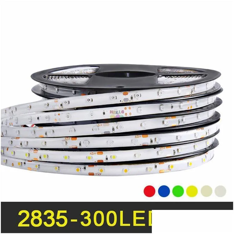 rgb led strip light 5m 60leds/m smd 2835 led strip dc 12v ip65 waterproof flexible tape white warm white red green blue yellow