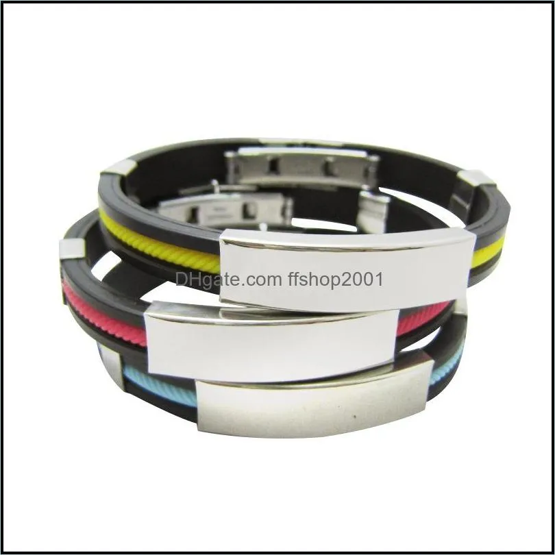 stainless steel silicone bracelet for women men sport titanium steel 10 colors wrap bangle fashion jewelry gift