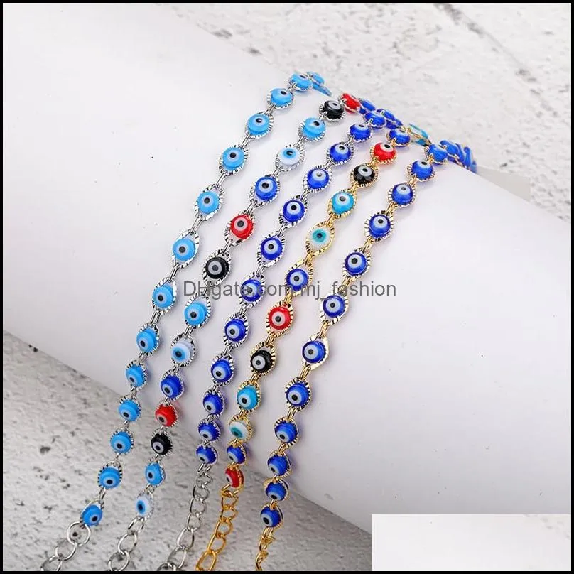 turkey evil blue eye bracelet chain prayer jewelry gold plated oval eyes charm bracelets bangles for women 1820 t2