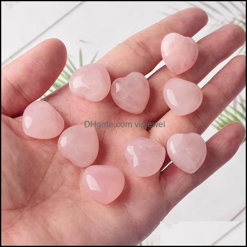 natural stone pink crystal 15mm heart shape ornaments quartz healing crystals energy reiki gem craft hand pieces living room