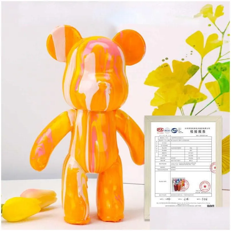 novelty games graffiti painted fluid violent bear white body ornaments diy handmade personalized model home desktop decoration accessories 