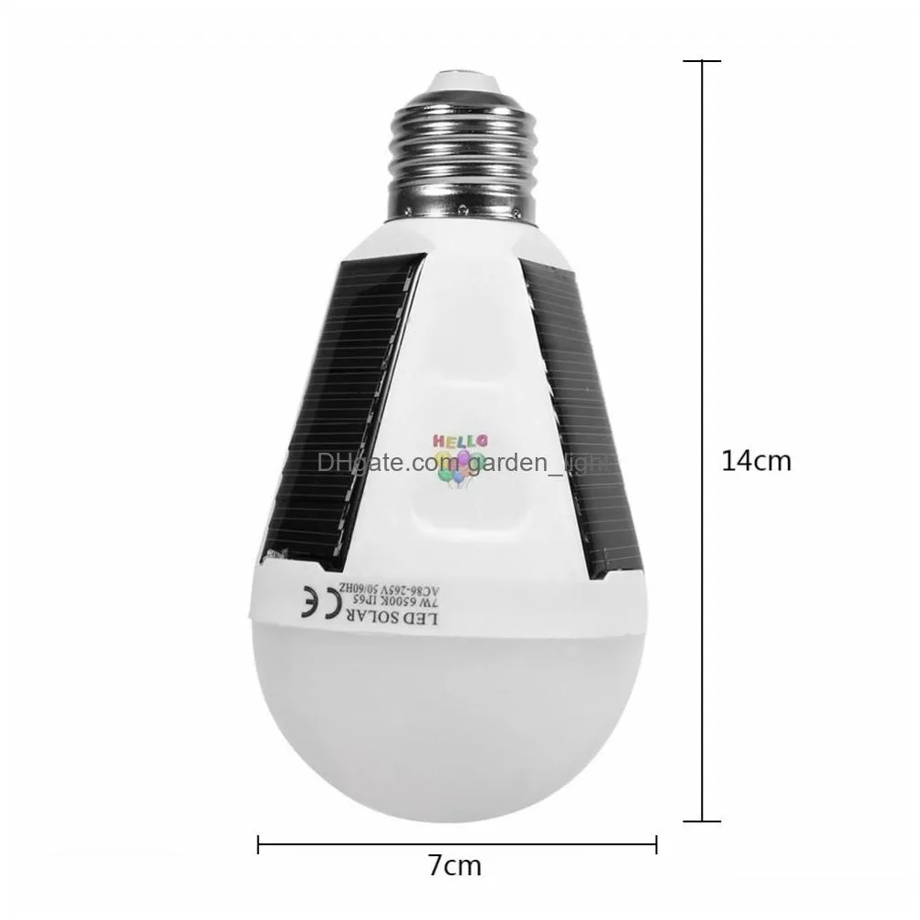 ship in 1 day add 7w e27 hanging solar energy rechargeable emergency led bulb light daylight ip65 waterproof solar panels powered night