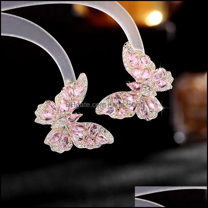 925 sterling silver animal stud dangle earrings for women bling cubic zirconia earring fashion bride jewelry a30z