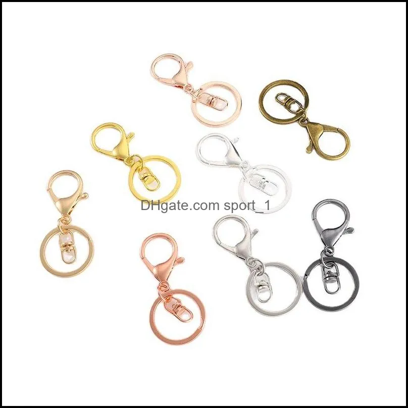 gold silver alloy keychain clasp hooks link ring lobster clasps for jewelry making findings diy charms accessories