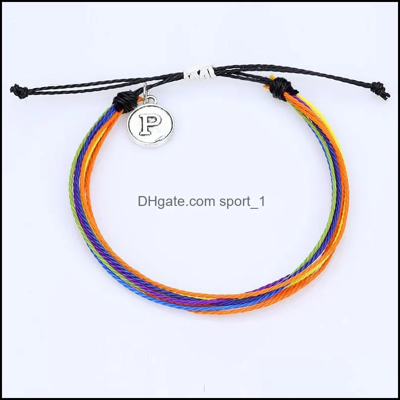 handmade braided letter pendant bracelet friendship wave adjustable bangle bohemian jewelry party accessories q564fz