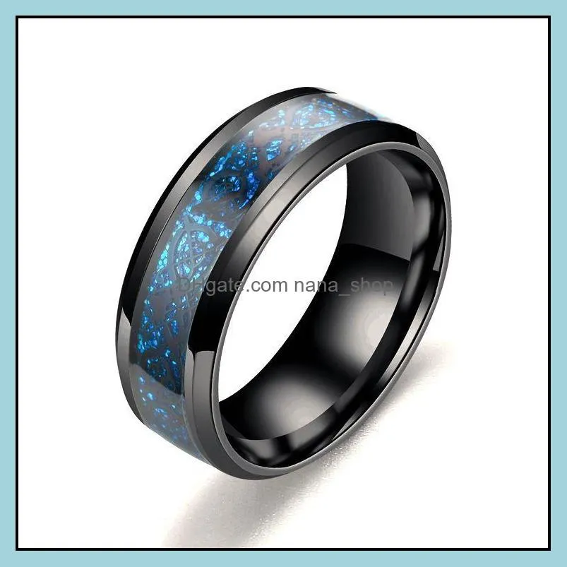 fashion 8mm wedding band ring for men women retro celtic dragon inlay red carbon fiber rings size 613