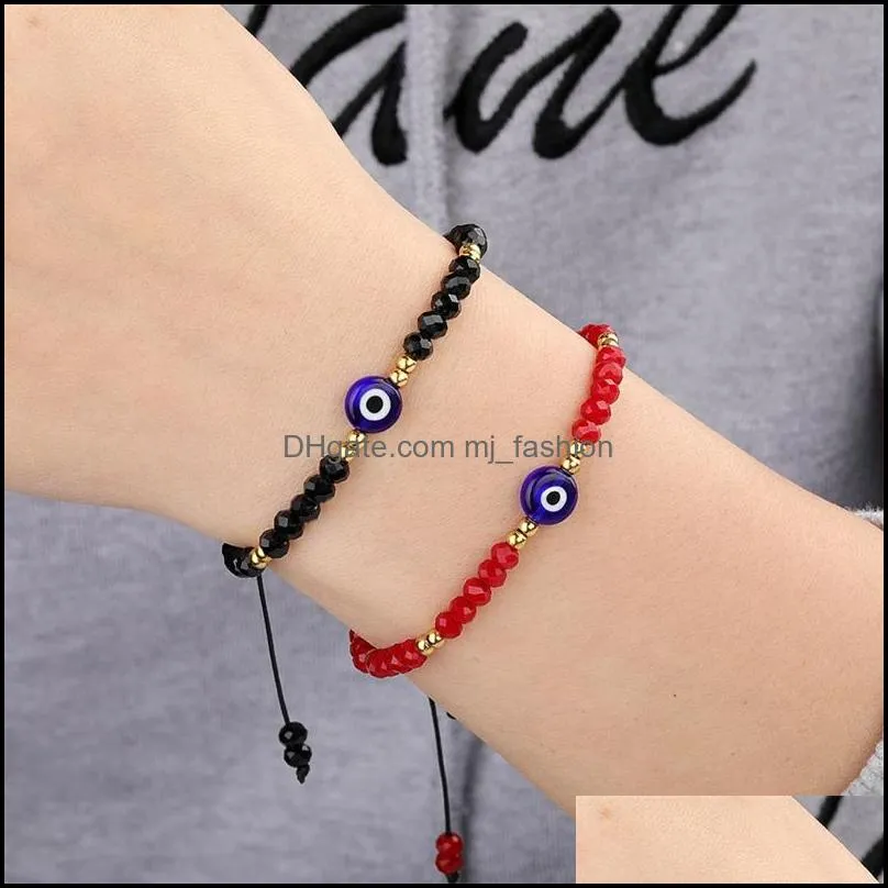 braided evil blue eye bracelet handmade jewelry colorful crystal beads bracelets for women girl 2247 t2