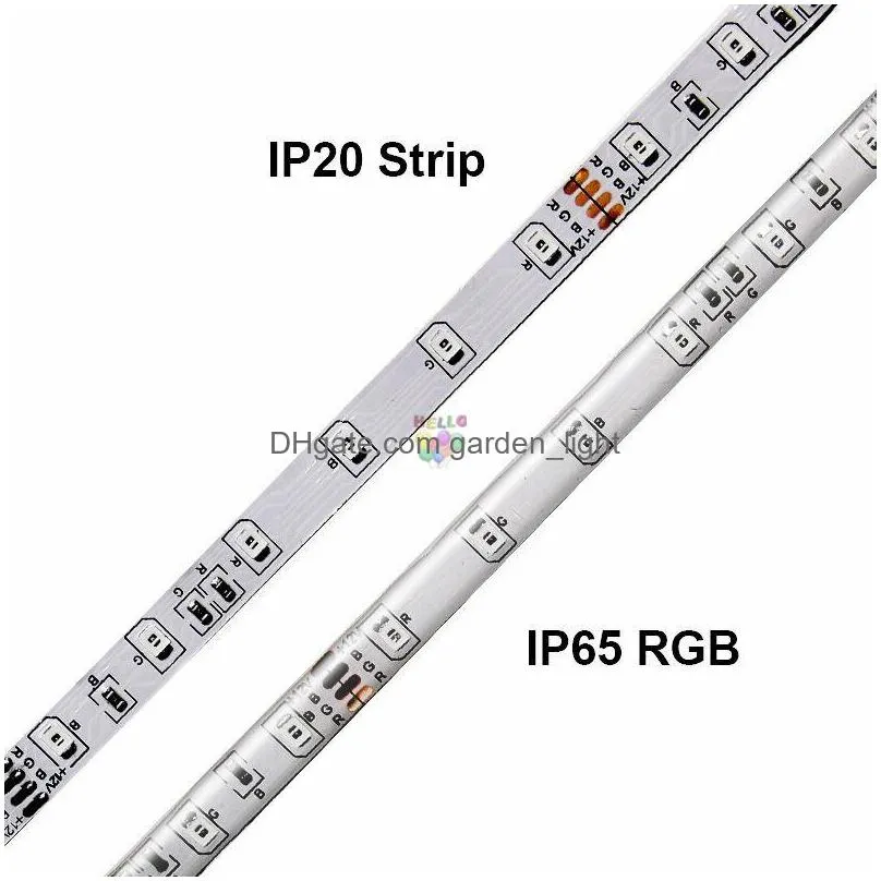 rgb led strip light 5m 60leds/m smd 2835 led strip dc 12v ip65 waterproof flexible tape white warm white red green blue yellow