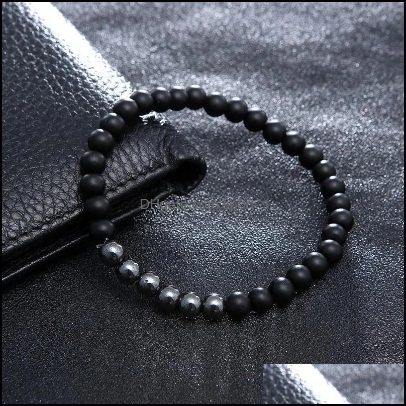 2 pcs/set matte black bead bracelet set women men fashion lucky buddha prayer beads bracelets couple jewelry accessories gift d418s