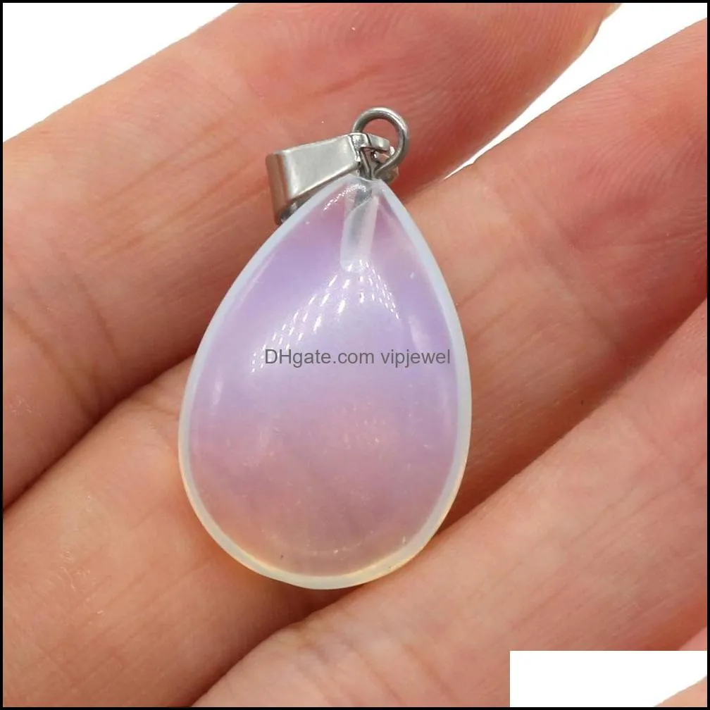 natural stone water drop rose quartz opal pendants tigers eye lapis lazuli charms clear chakras gem stone fit earrings necklace making