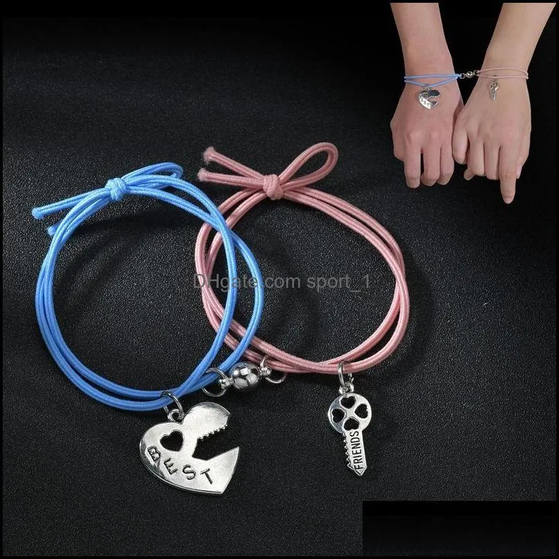 elastic hair bands magnetic couple bracelets set mutual attraction charm bracelet vows of eternal love gift q112fz