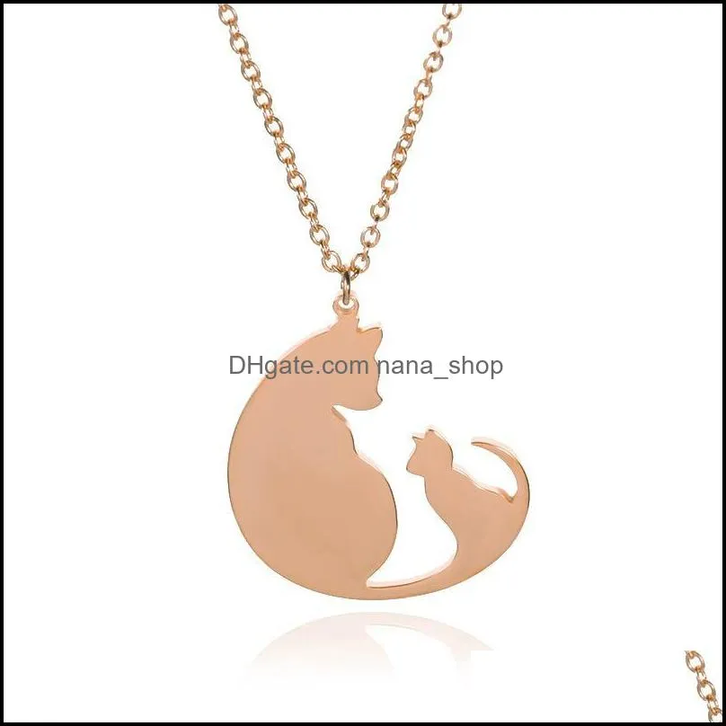 stainless steel cute cat delicate minimalist gold little dinosaur pendant necklace rose gold dragon jewelry gift for him with chain