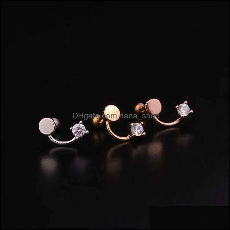 1piece stainless steel stud dangle earrings for women mini fashion jewelry bling rhinestone piercing earring ear cuffs a100z