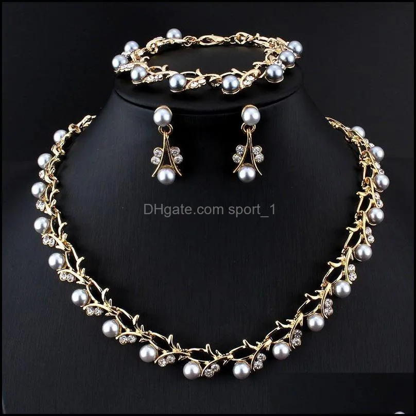 fashion imitation pearl wedding necklace earring sets bridal jewelry sets for women elegant party gift