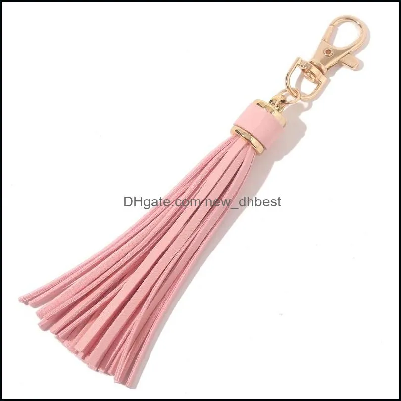 factory wholesale designer fashion tassel key chain women cute fringe bag accessory pu leather tassels car ring diy 1958 t2