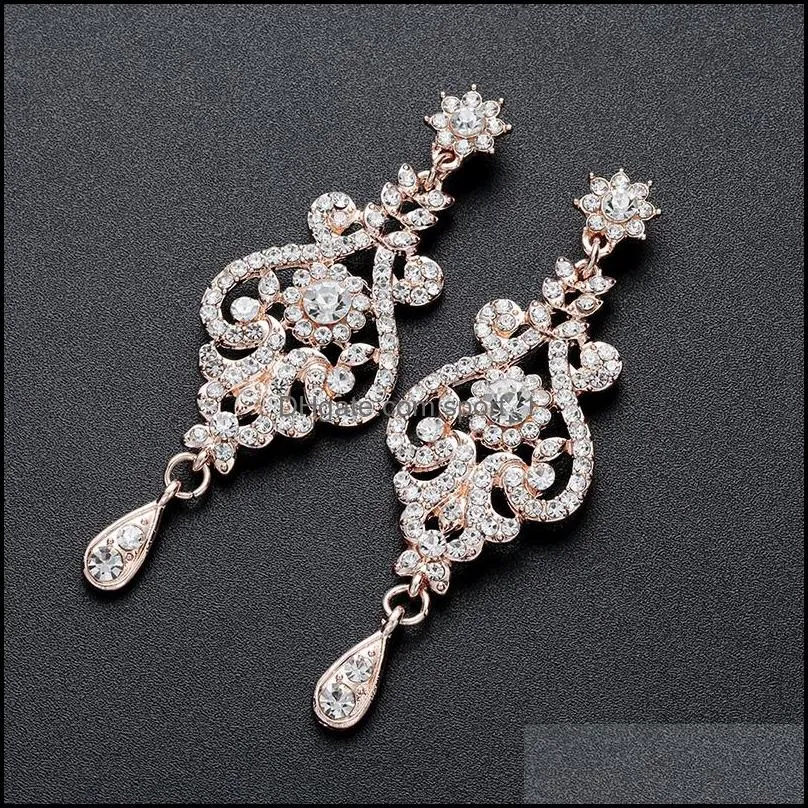 fashion rhinestone crystal faux pearl necklaceaddearring wedding jewelry sets for bride bridal