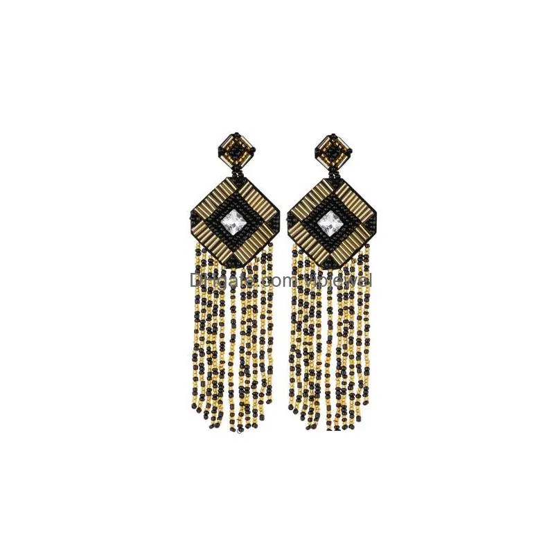 bohemia fashion jewelry womens beads tassels earrings handmade rhinstone stud earrings earrings