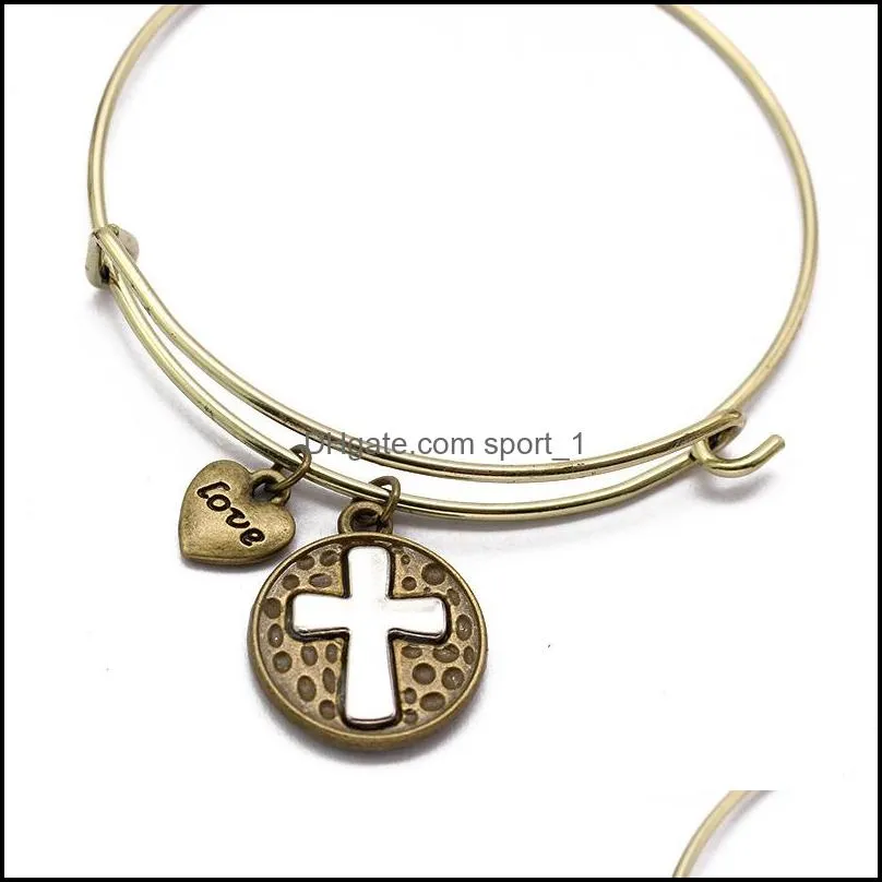 fashion bracelet for women jewelry personalized bangle alloy love cross pendant wire bracelets adjustable cuff wristlet g918r f