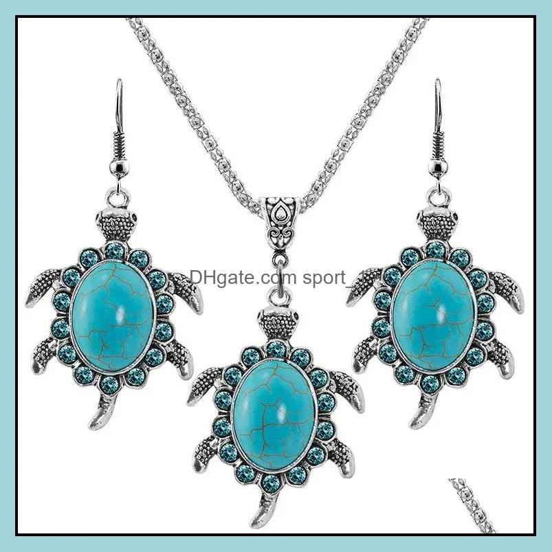 vintage turtle tortoise necklace earring jewelry sets for women birthday gift