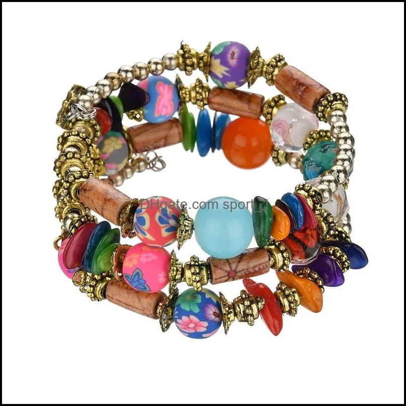 fashion beaded bracelet for women girls jewelry handmade charms beads bohemian bracelets multilayer bangle dhs h72f