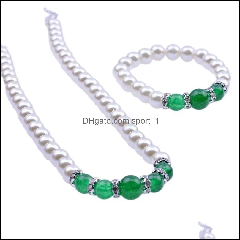 wedding bridal bracelet earrings necklace sets imitation pearl chain women statement jewelry gift