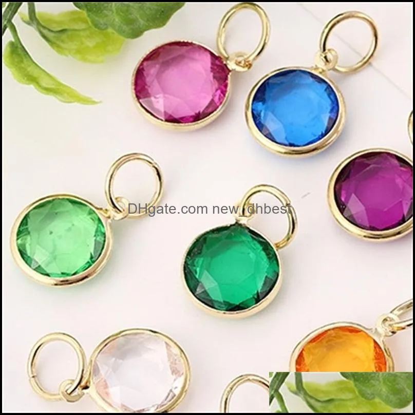 120pcs/lot 12 colors assorted 12mm birthstone charm pendant fit glass locket bracelets accessories for women