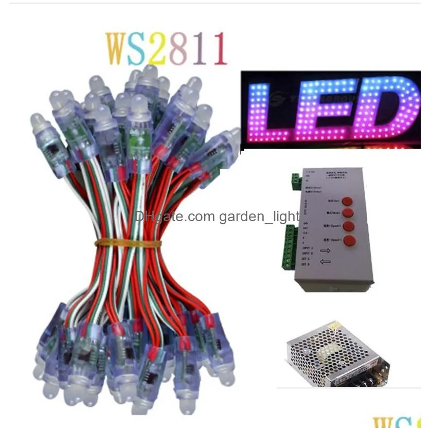 500pcs 1000pcs ws2811 led pixel modules set dc 5v 12mm ip68 rgb diffused addressable add t1000s controller add power adapter