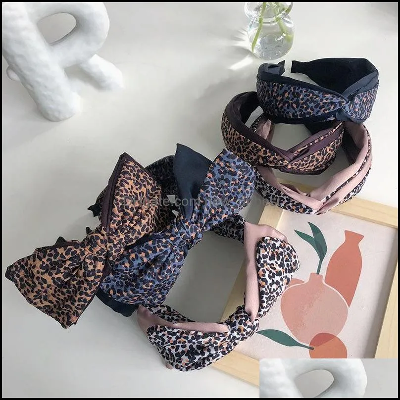 fashion womens hairband big bowknot bohemia leopard headband adult center knot headwear girls hair accessories