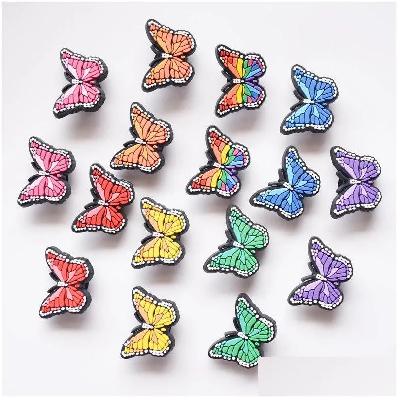 wholesale butterfly croc charms pvc shoe buckcle decoration clog accessories birthday party gift for children teen girl